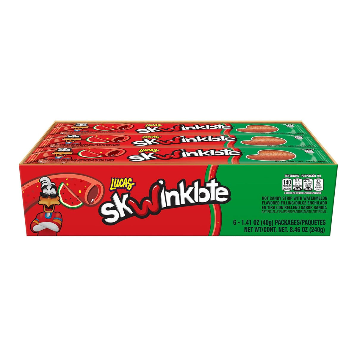 Lucas Skwinklote Watermelon Chili Candy Strip – Safe Kids Party Candy for Piñatas, Goody Bags, and Birthday Treat Tables