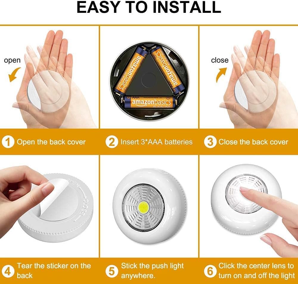 LuminAura LED Puck Lights – Intentional Small-Space Lighting, Adhesive Wireless Puck for Modern Homes