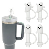 LUOLAO White Ghost Straw Cover for Stanley Tumbler – Cozy Autumn Living Room Vignette Piece