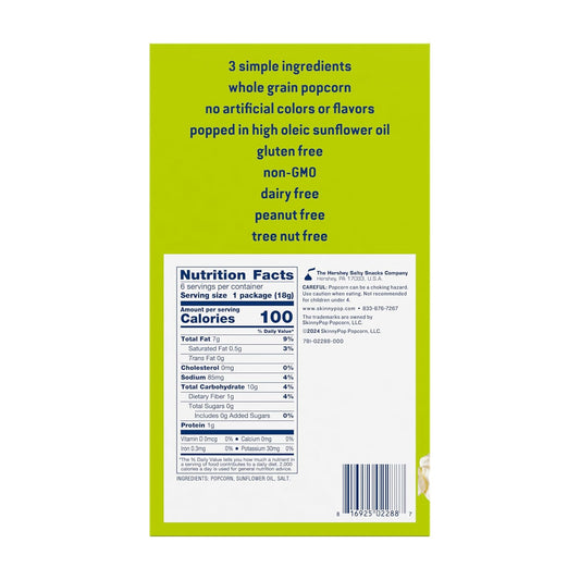 made with only 3 ingredients: whole grain popcorn, sunflower oil, and salt