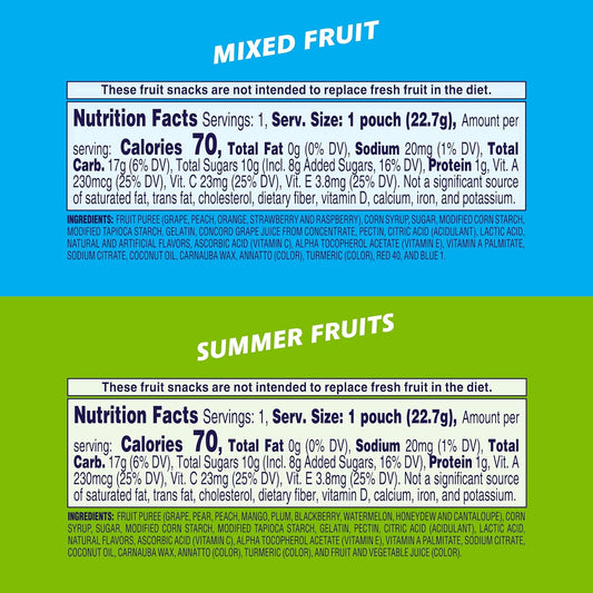 made with whole fruit (grape, pear, peach, mango, plum, blackberry, watermelon, honeydew, cantaloupe) as the first ingredient