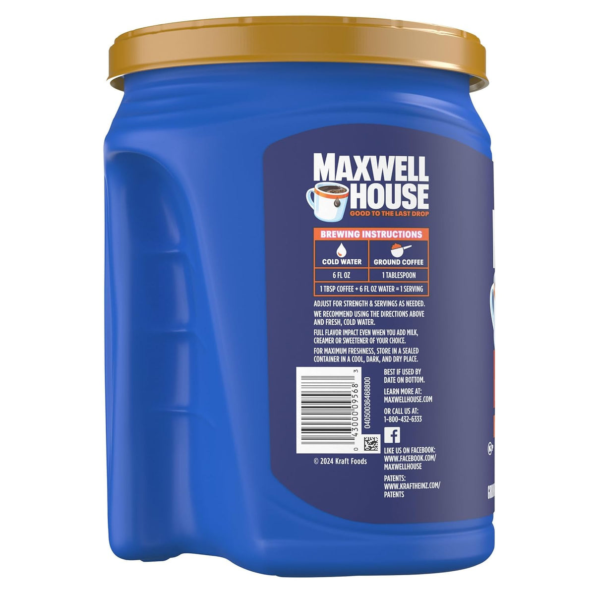 Maxwell House Wake Up Roast Coffee – Dorm Room Study Fuel, 40.4 oz Pre-Ground Medium Roast Canister