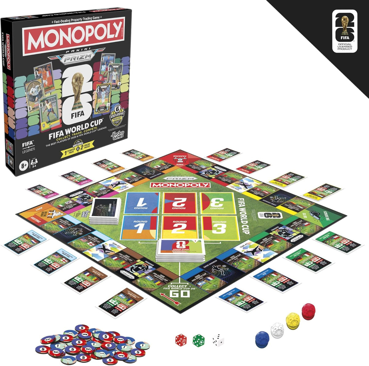 Monopoly Panini Prizm: FIFA World Cup Board Game – Hobby Collection Upgrade for Collector Hobby Rooms and Display Shelves