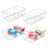 Vtopmart Elegant Clear Food Packet Sorter Bins for Living Room Snack Station, 4 Compartment Decorative Storage Bins