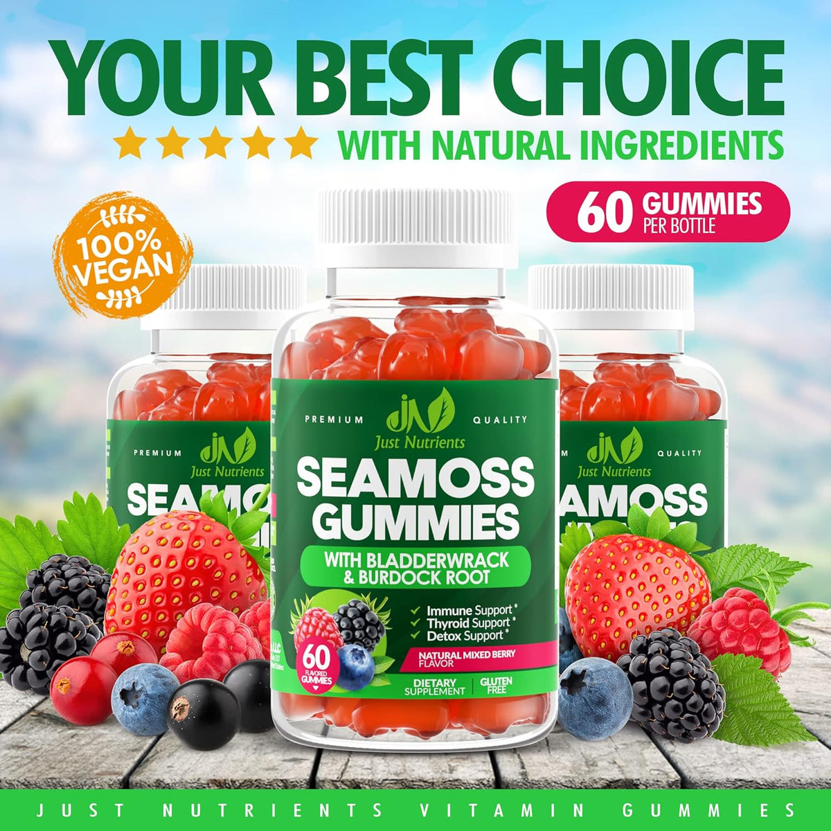 natural mixed berry flavor with no artificial colors or preservatives
