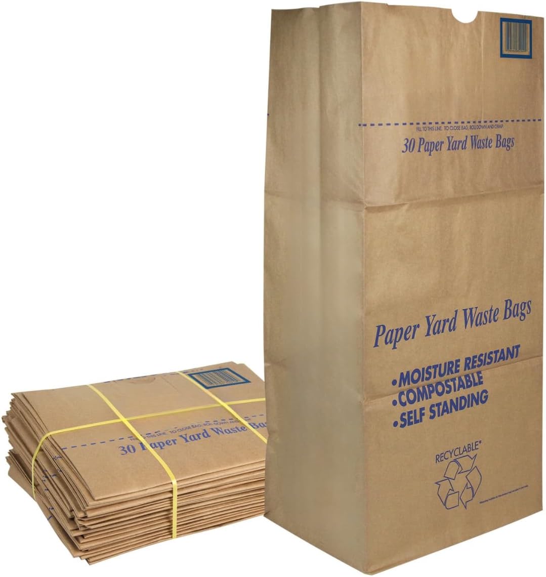 Necessia 30 Gallon Yard Waste Paper Bags – Heavy-Duty Outdoor Leaf Collection for Fall Cleanup