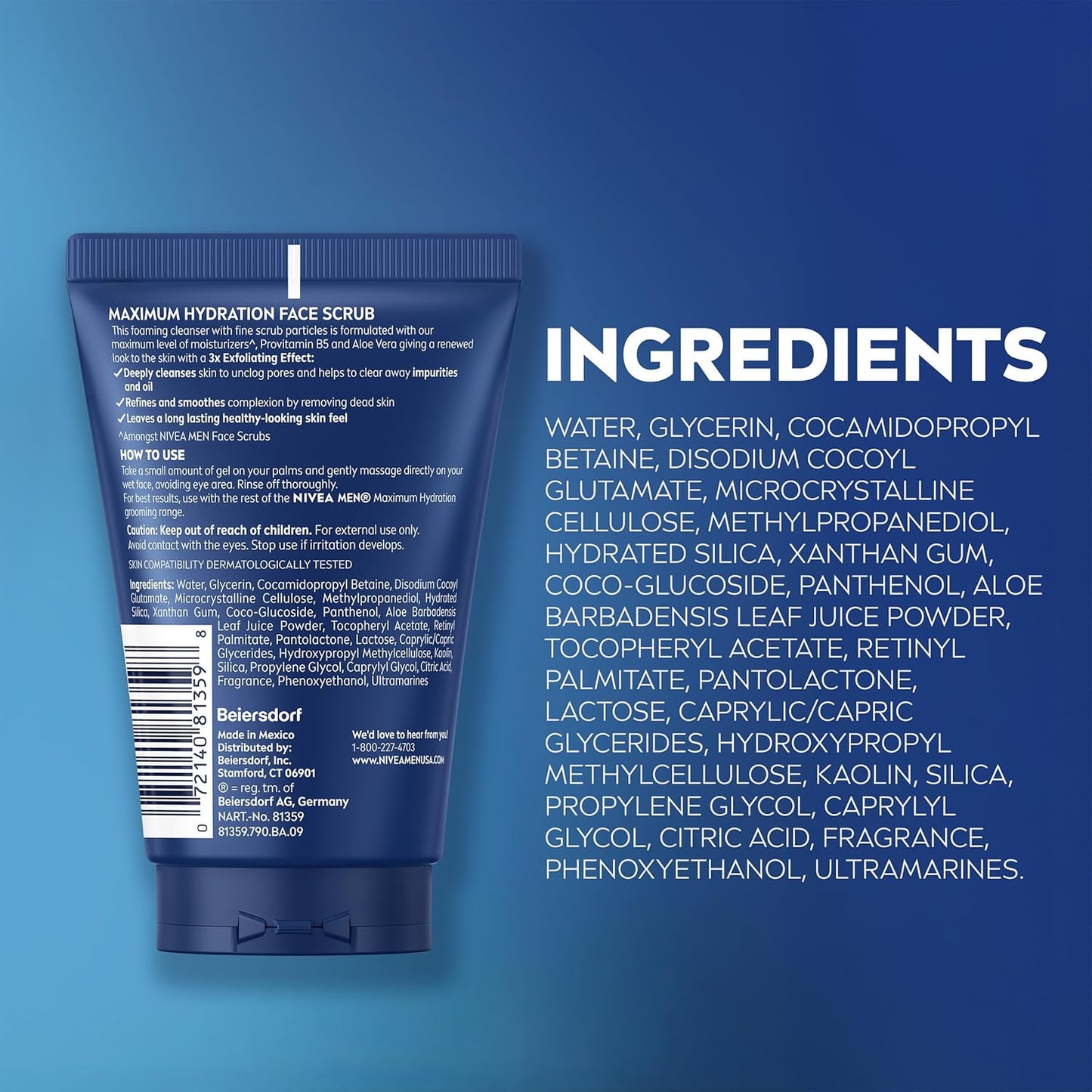 NIVEA MEN Maximum Hydration Face Scrub – One-Tube Vanity Solution for a Clutter-Free Counter