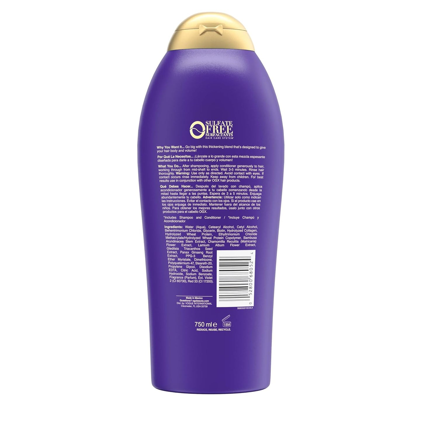OGX Biotin & Collagen Volumizing Conditioner – Clean, Simple Hair Care for Fine Hair in Neutral Bathrooms