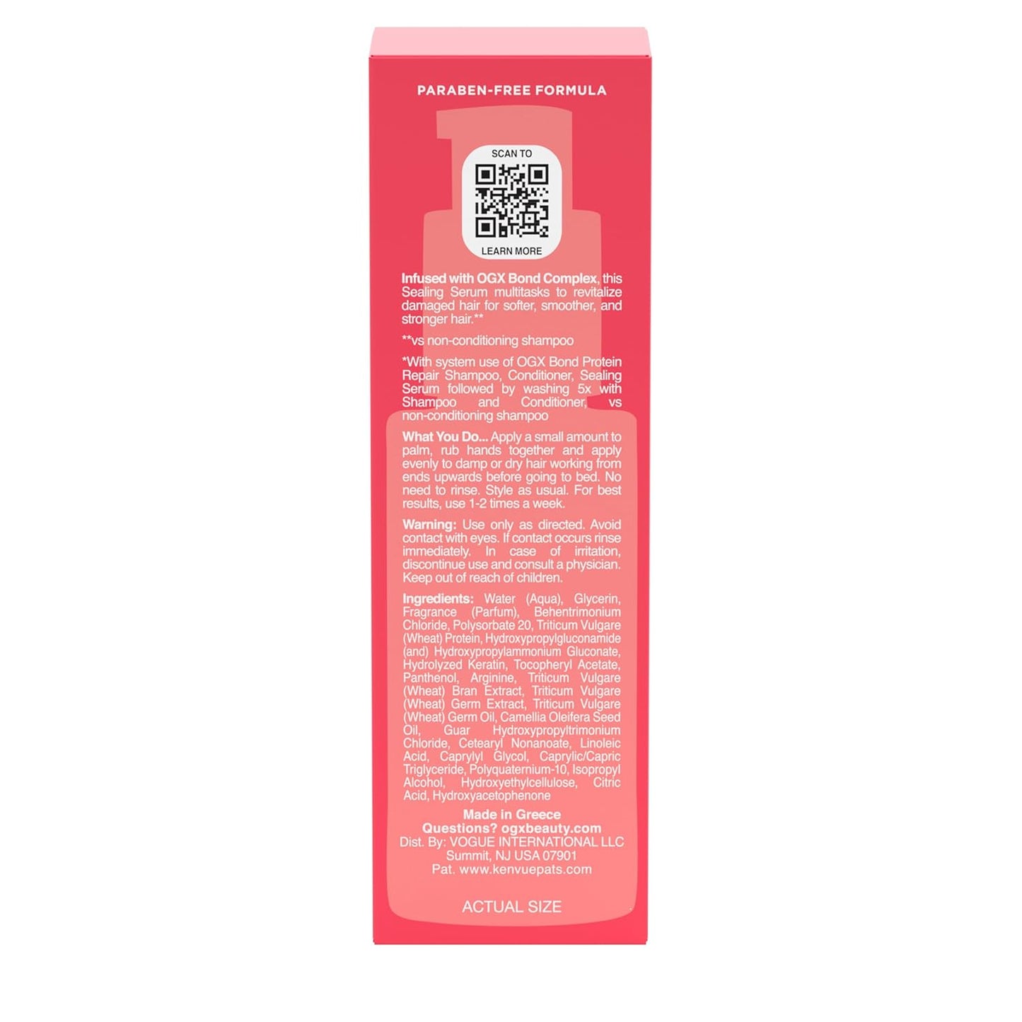 OGX Bond Protein Repair Sealing Serum – Streamlined Overnight Treatment for an Uncluttered Vanity, 1.7 fl oz