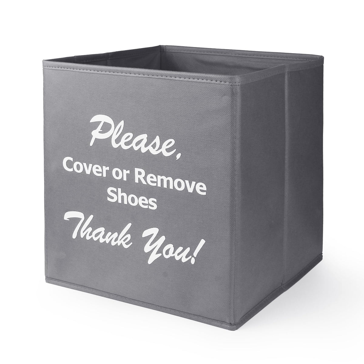 Opret Large Shoe Cover Box Grey, Real Estate Agent Supplies, Disposable Shoe Cover Dispenser Box for Open House, Please Cover or Remove Shoes, Foldable Storage Bin for Bootie