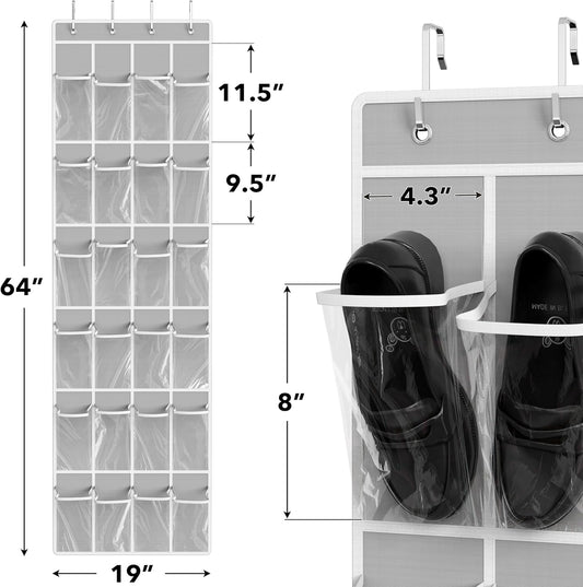 over-the-door mounting with 4 durable metal hooks for doors up to 1-3/8" thick
