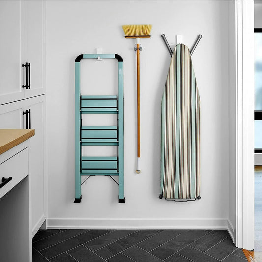 package includes 2 white hooks and 6 large adhesive strips for multiple mounting options