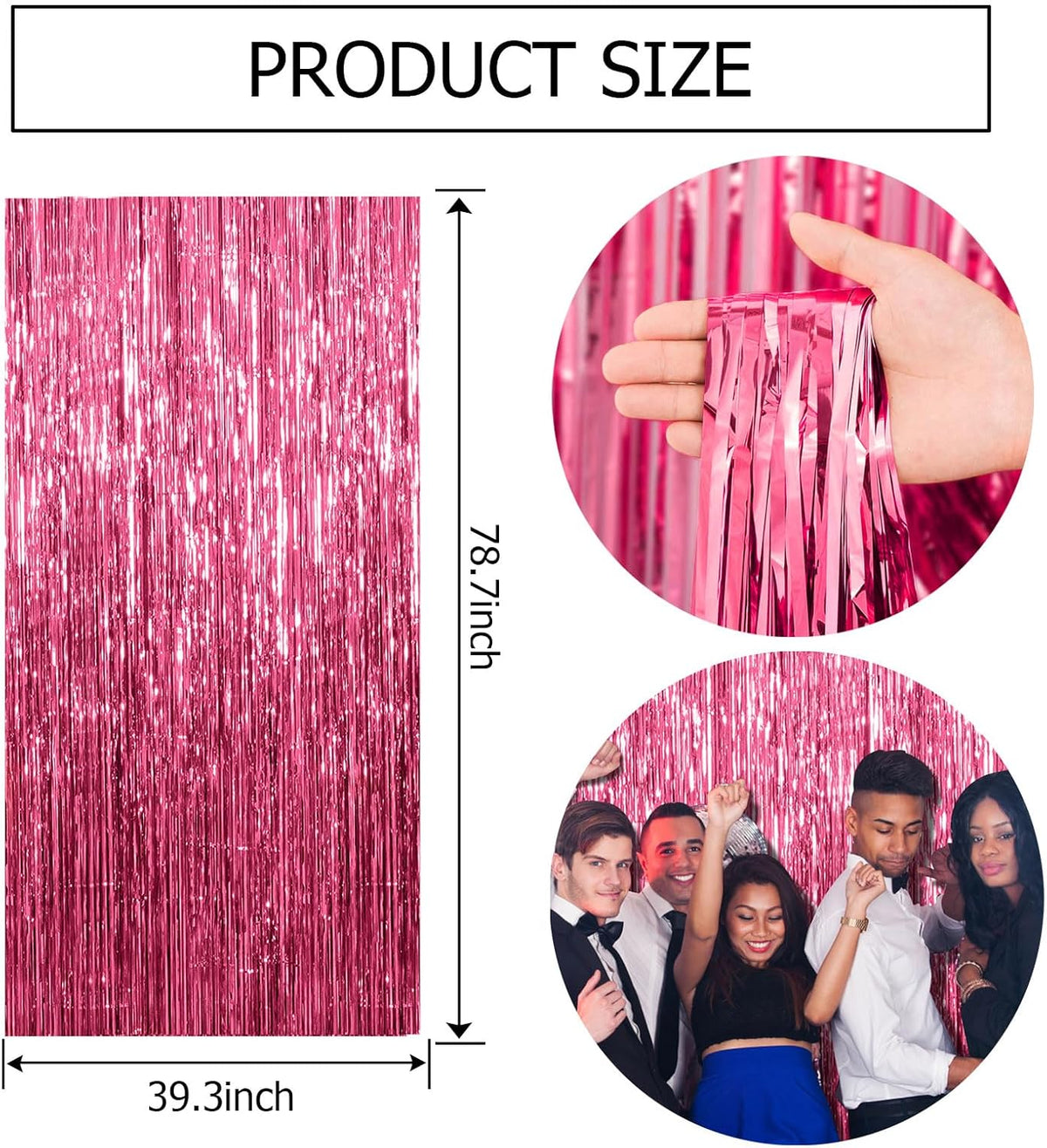 Pink Tinsel Fringe Curtain – Aesthetic Living Room Wall Decor for Cozy Home Party Corner