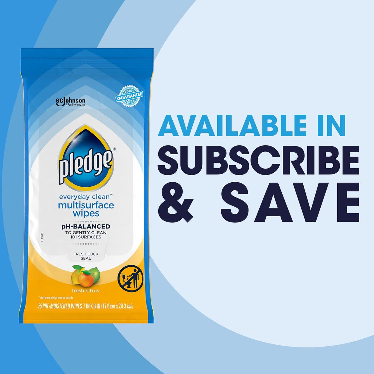 Pledge Multisurface Cleaning Wipes – Less-Is-More Cabinet Reset, pH-Balanced Daily Use