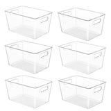 YIHONG Clear Storage Bins – Office Pantry Organizer for Snacks and Supplies, Side-Handle Clear Bins