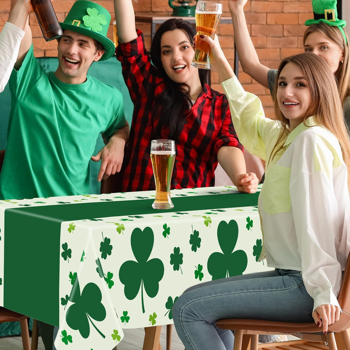 QZYL St. Patrick's Day Tablecloth Set – Practical Shamrock Party Gift for Hosts and Entertainers, 3 Pack 54 x 108 Inch
