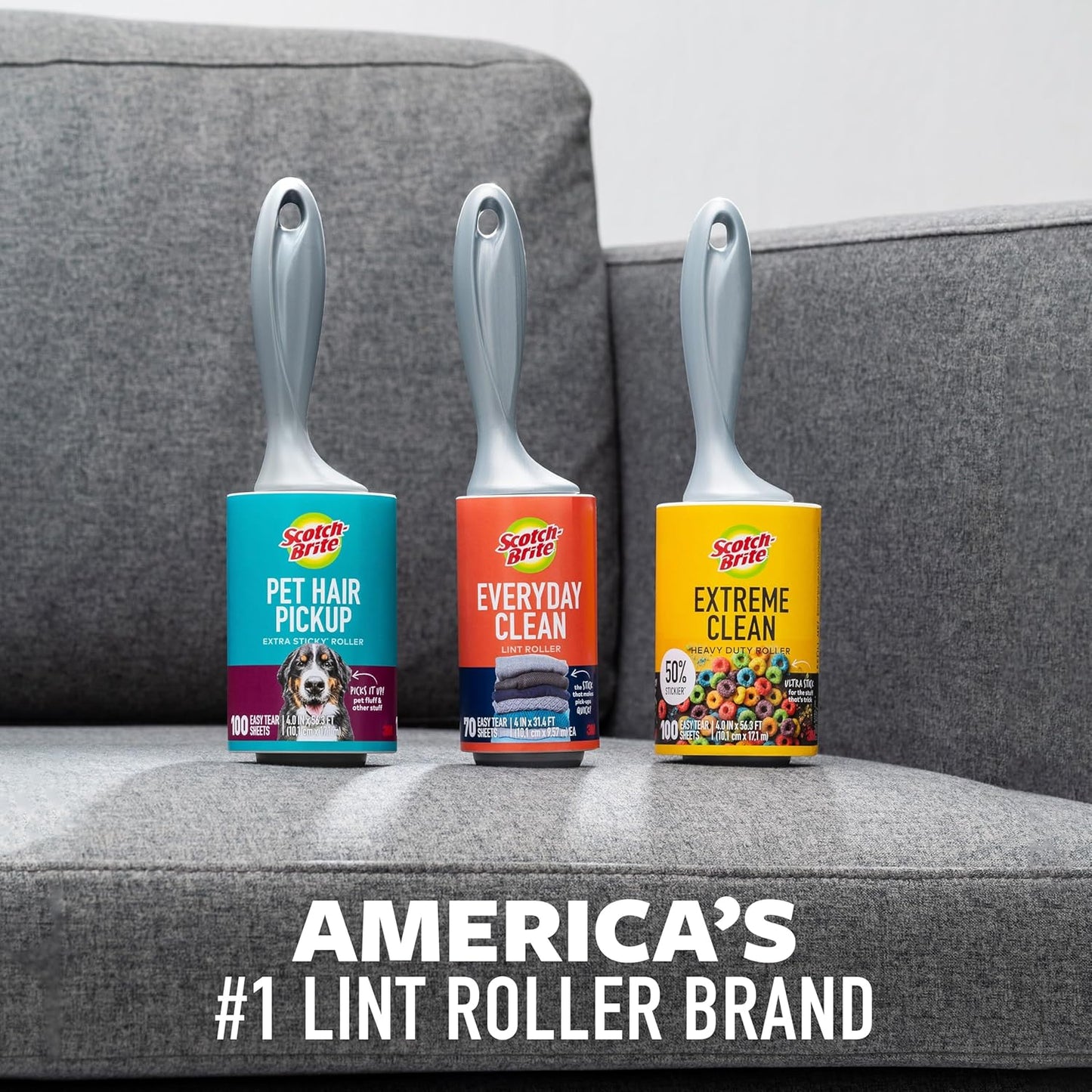 Scotch-Brite Lint Roller 3-Pack for the Home Office, Quick Pet Hair and Lint Removal Before Video Calls
