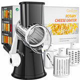 Cambom Rotary Cheese Grater Hand Crank Shredder – Finger-Safe Crank for Arthritis Hands