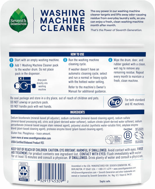 single-use fully dissolvable powder pack per cleaning cycle
