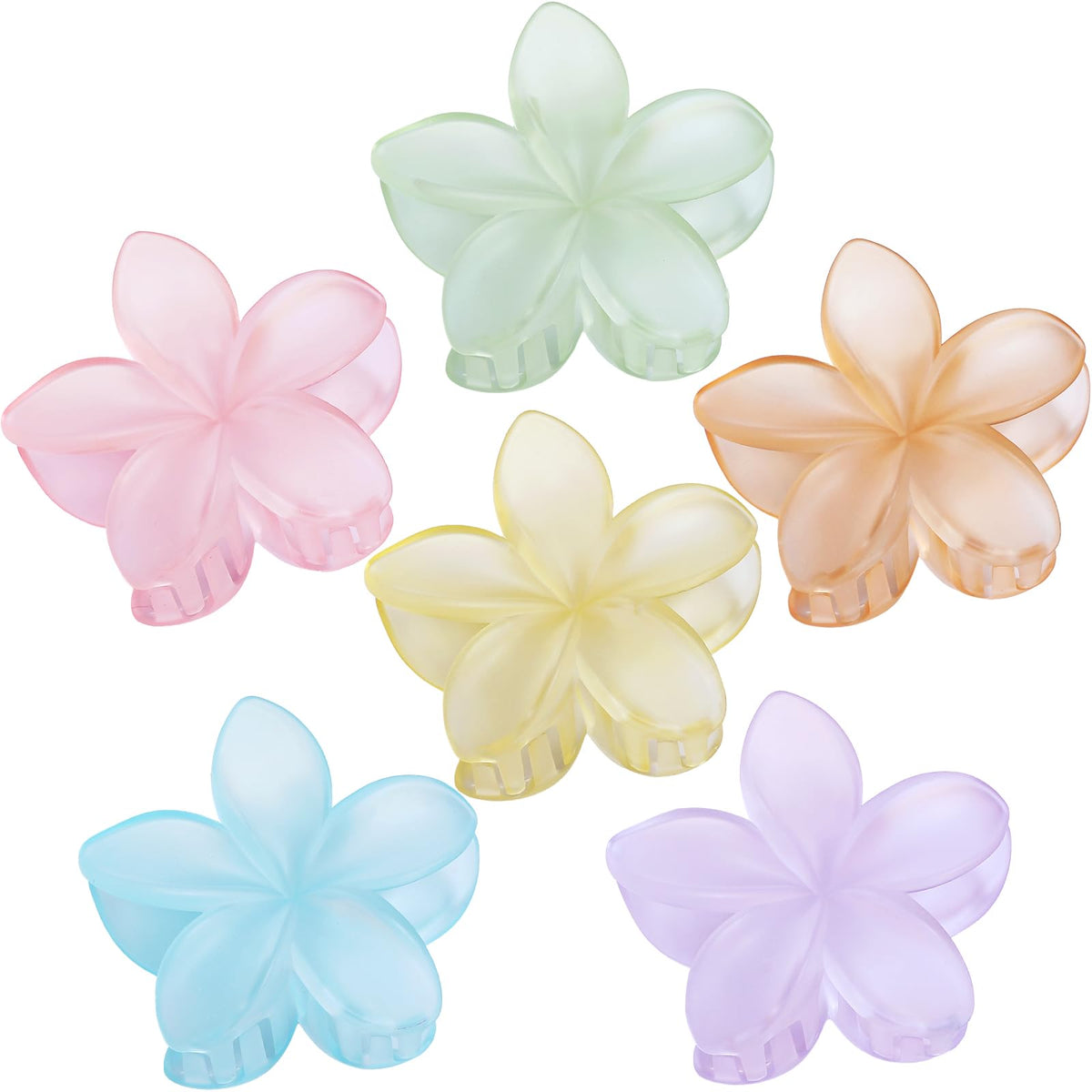Sisiaipu Flower Hair Clips for Women 6 Pcs Hawaiian Large Claw Clips Plumeria Medium Hair Claw Clips for Thick Thin Hair Hibiscus Tropical Beach Hair Accessories for Women Girls and Girls-Ice Cream