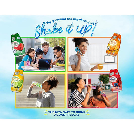 six flavor variants including cucumber limeade, pineapple tangerine, hibiscus berries, strawberry watermelon, and two variety packs