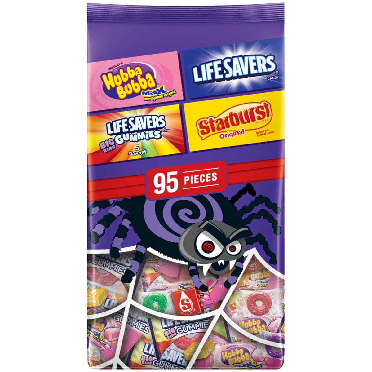 SKITTLES Fun Size Candy Bulk Variety – Kids Halloween Candy Bowl & Easter Basket Stuffer, 95 Piece Count