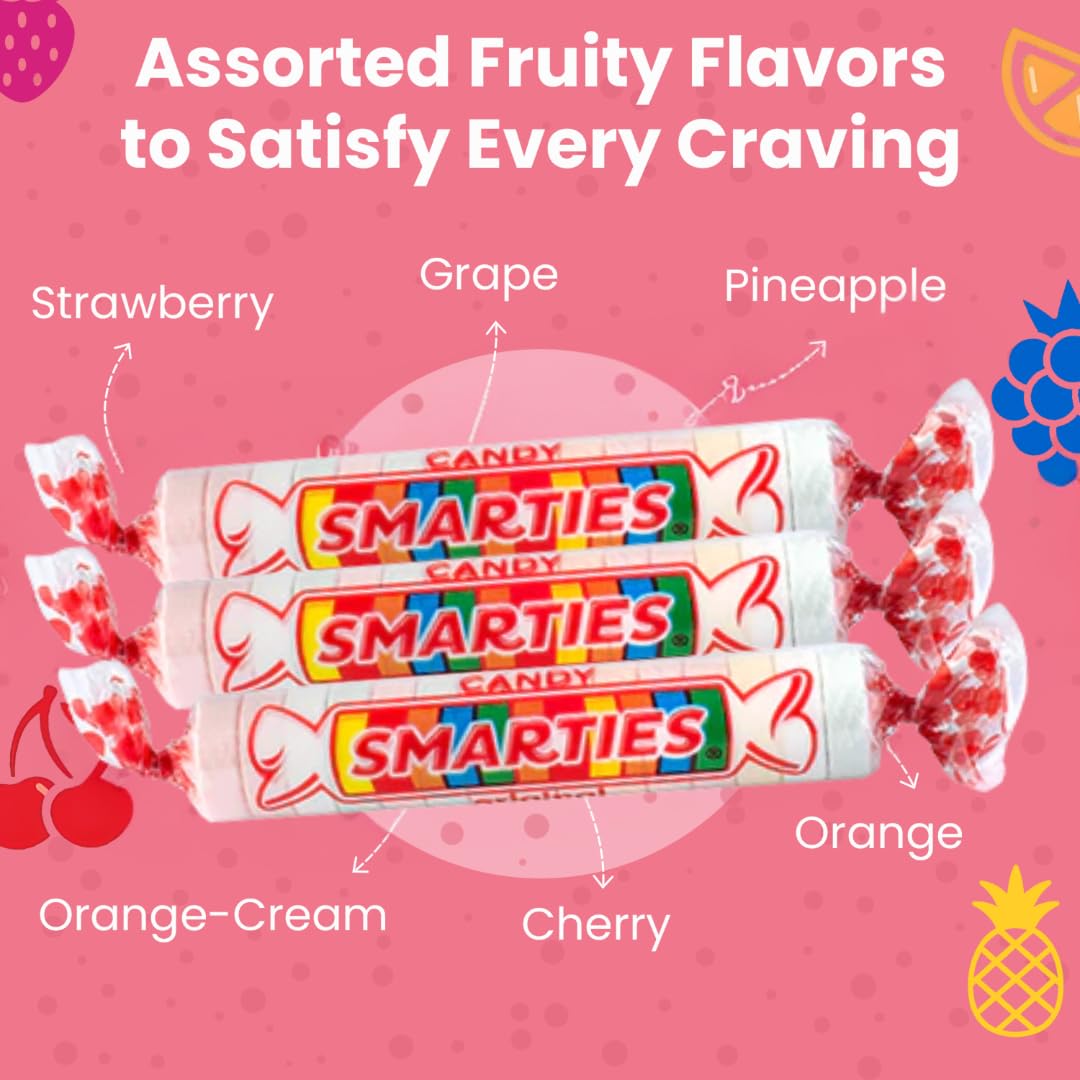 Smarties Candy Bulk Rolls – Retro Candy Stocking Stuffer for Adults Who Miss Childhood Sweets, 5oz Bag