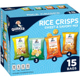 Quaker Rice Crisps 4-Flavor Whole Grain Variety Pack - No Added Sugar Snacks for Balanced Macros and Calorie-Aware Diets, 15 Count