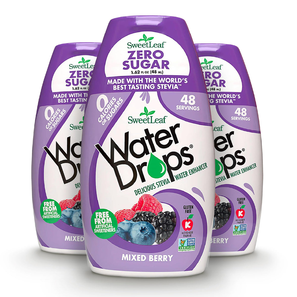 SweetLeaf Water Drops, Mixed Berry – Sugar-Free Water Enhancer Drops, Stevia & Monk Fruit Sweetener Water Flavoring, 1.62 Oz (Pack of 3)