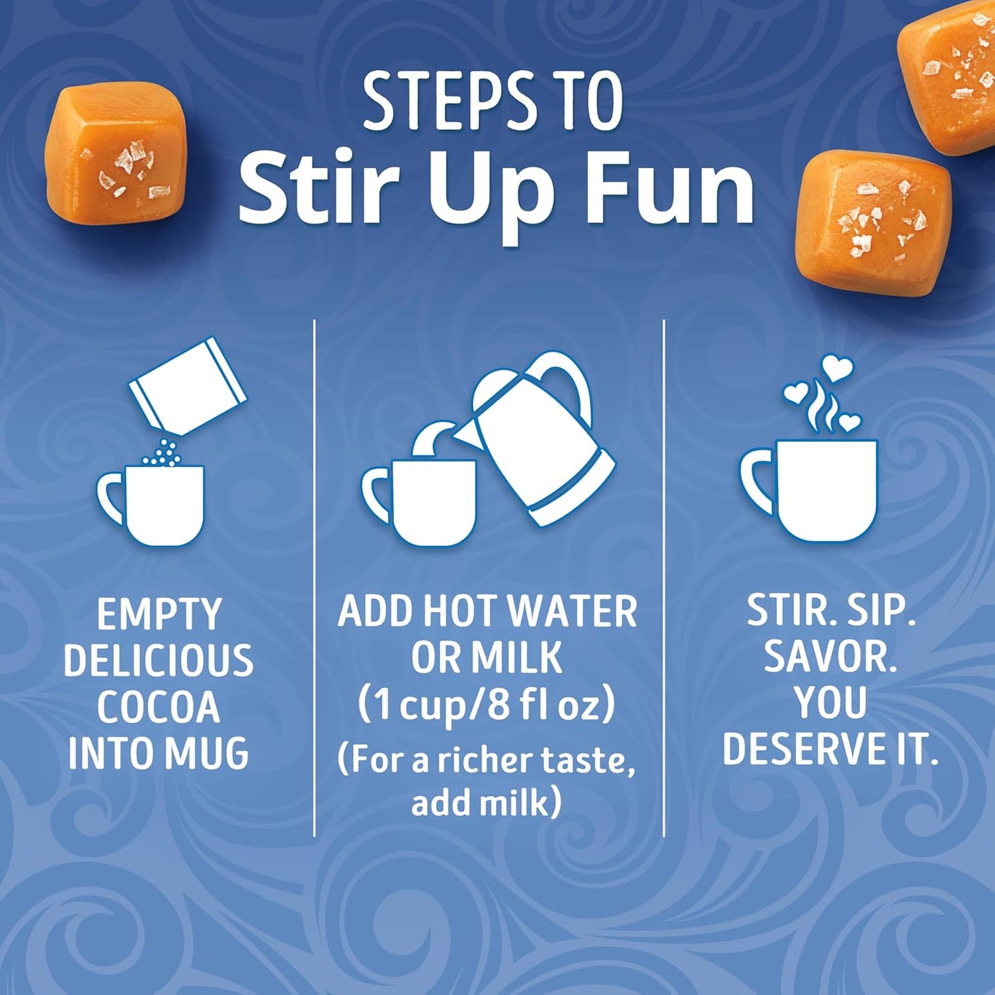 Swiss Miss Salted Caramel Halloween Hot Cocoa Mix – Kid-Friendly Trick-or-Treat Night Drink, 8 Single-Serve Envelopes