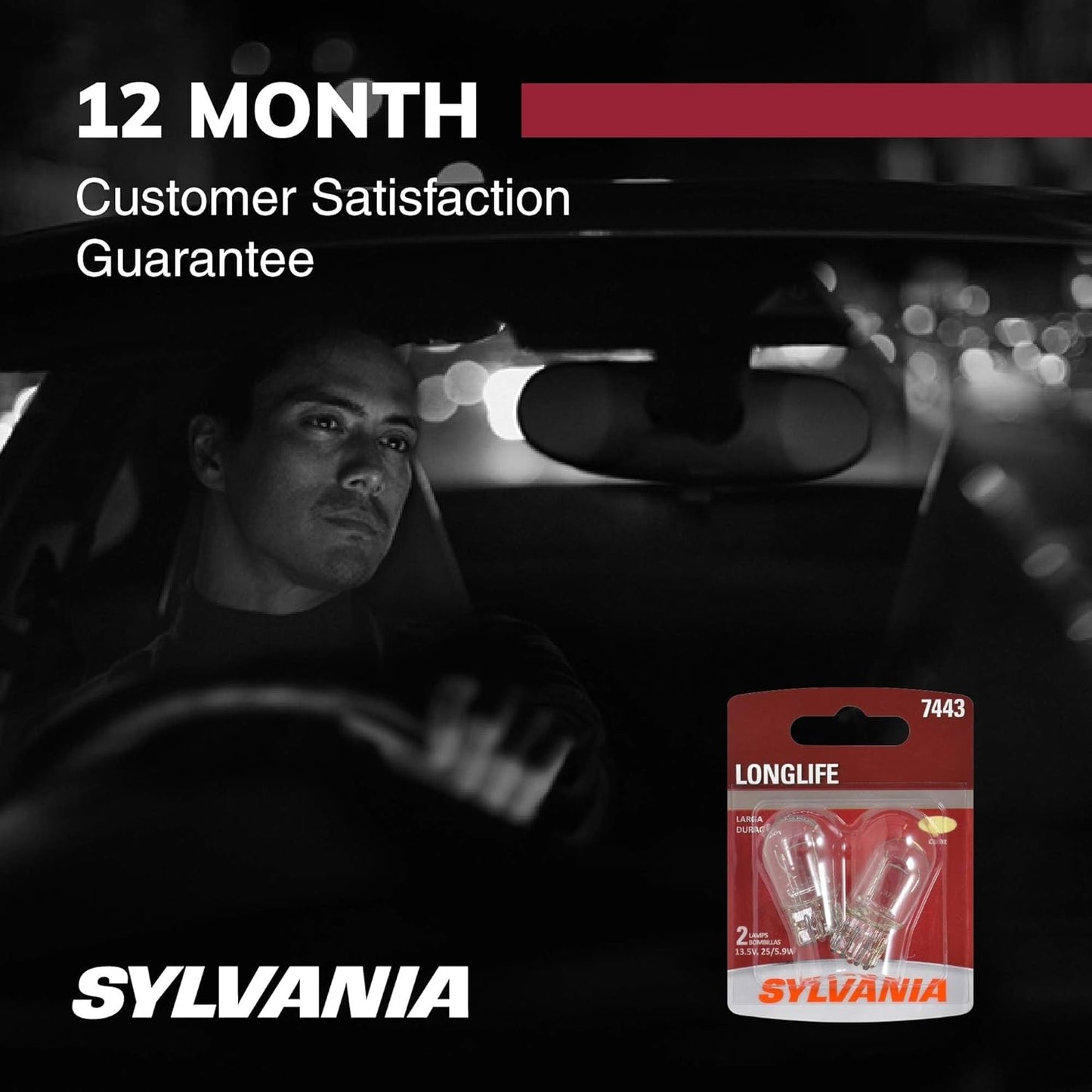 SYLVANIA 7443 Long Life Miniature Bulb for DRL and Reverse Light Replacement, Trusted Visibility Upgrade
