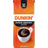 Dunkin' Midnight Dark Roast Coffee – Quick Pre-Work Cup for Remote Professionals, Pre-Ground 11 oz