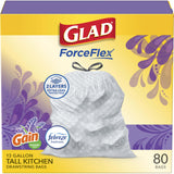 Glad ForceFlex 13 Gal Trash Bags – Bulk 80 Count for Kitchen, Mudroom, and Laundry Room