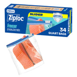 Ziploc Quart Freezer Slider Bags – BPA Free Reusable Storage for Healthy Prepped Meals and Smoothie Ingredients, 136 Count