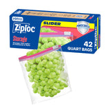 Ziploc Quart Slider Bags – Meal Prep Bags for Busy Weekday Lunches, Power Shield Technology, 42 Count