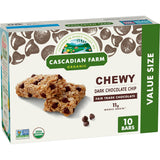 Cascadian Farm Organic Chewy Granola Bars Dark Chocolate Chip – Quick Desk Drawer Snack for Busy Workdays, 10-Bar Box