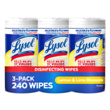 Lysol Disinfectant Wipes, Multi-Surface Antibacterial Cleaning Wipes, Lemon and Lime Blossom, 80 Count (Pack of 3) for Dorm Rooms and Shared Apartments