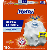 Hefty Ultra Strong 13 Gallon Trash Bags – Family-Safe Kitchen Waste Containment with Reinforced Seams and Drawstring Closure, 110 Count