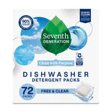 Seventh Generation Dishwasher Detergent Packs Free & Clear for Family Kitchens and Crawling Toddler Homes, Non-Toxic Plant-Based Clean