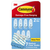 Command Medium Clear Wall Hooks – 7-Pack for Organized Home Office, Study Nook, and Focus Zone