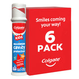Colgate Kids Anticavity Fluoride Toothpaste Pump for Ages 6+, ADA Accepted Bubble Fruit, 4.4 Oz, 6 Pack for the Family Bathroom