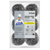 MR.SIGA Stainless Steel Scourer – Time-Saving Kitchen Scrubber for Busy Home Cooks, Bulk 6 Pack