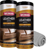 Weiman Leather Wipes - Portable Cleaner and Conditioner for Car Seats, SUV Cabins, and Motorcycle Gear, UVX-15 Sun Protection