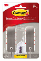 Command Medium Hook Brushed Nickel – Minimalist Wall Hook for Uncluttered Entryways and Closets