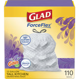 Glad ForceFlex Trash Bags – Mindful Home Essential for Daily Food Prep, 13 Gallon Lavender