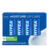 NIVEA Moisture Lip Care – Family-Safe Lip Balm for Shared Bathroom Use, Dye-Free and Dermatologist-Tested for Sensitive Skin