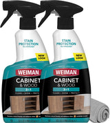 Weiman Cabinet and Wood Cleaner Spray – One Bottle for Every Wood Surface, Clutter-Free Cleaning for a Minimalist Home, 16 oz 2-Pack with Towel