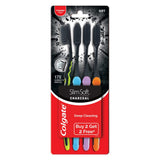 Colgate SlimSoft Charcoal Toothbrush 4-Pack – Sleek Bathroom Countertop Essential for a Polished Vanity Aesthetic