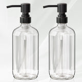 AmazerBath 17 Oz Two Pack Glass Pump Bottles – Neutral Tone Simplicity for Less-Is-More Kitchen Decor