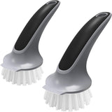 MR.SIGA Pot and Pan Cleaning Brush with Scraper Edge, Safe Non-Scratch Bristles for Family Kitchens, Daily Dish Scrubbing